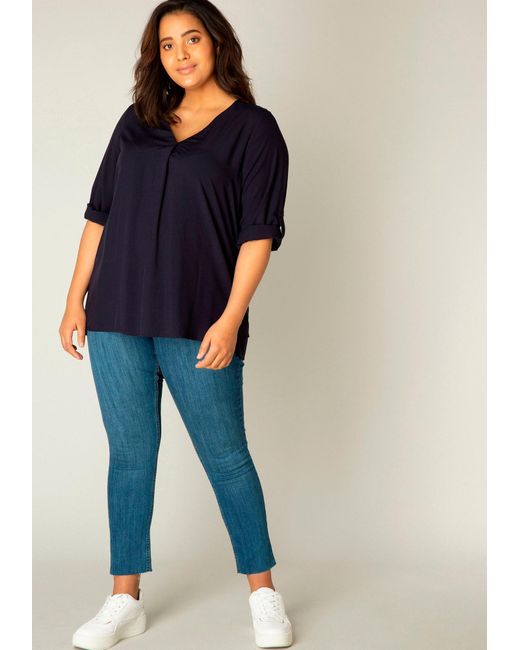 Base Level Curvy Blue Bluse
