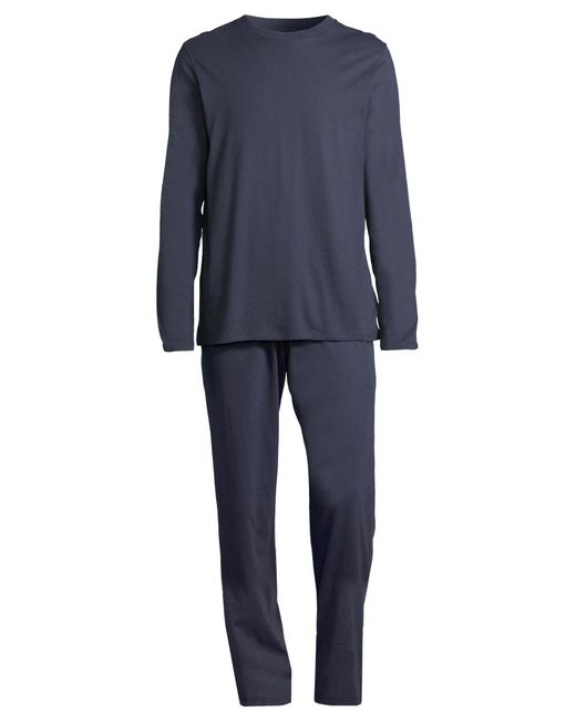 Schiesser Pyjama Lang Night & Home in Blue für Herren