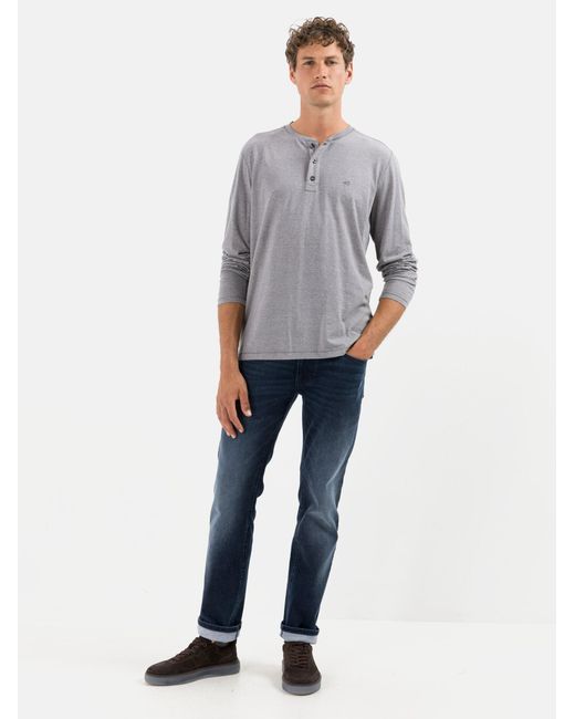 Camel Active Langarm Henleyshirt Aus Nachhaltigen Baumwollmix in Gray für Herren