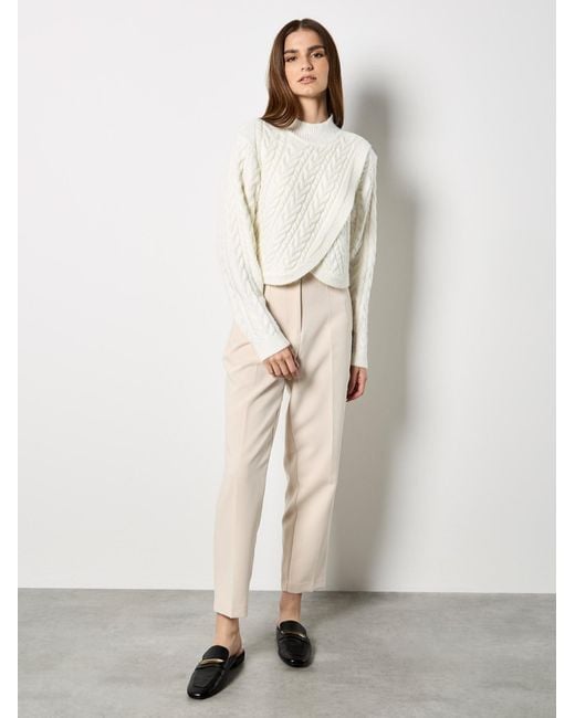 Apricot Natural Cable Knit Wrap Jumper