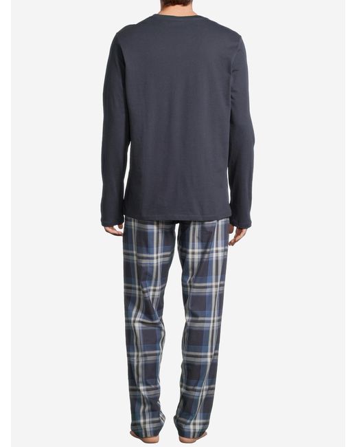 Schiesser Pyjama Lang Night & Home in Blue für Herren