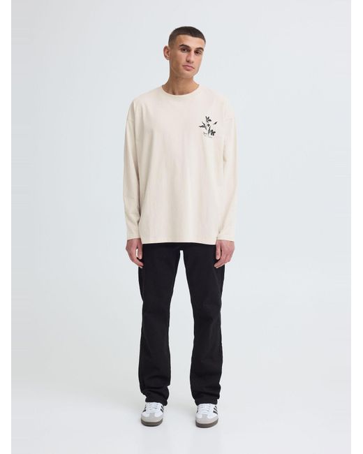 Solid Langarmshirt Sdamon Oversized in White für Herren