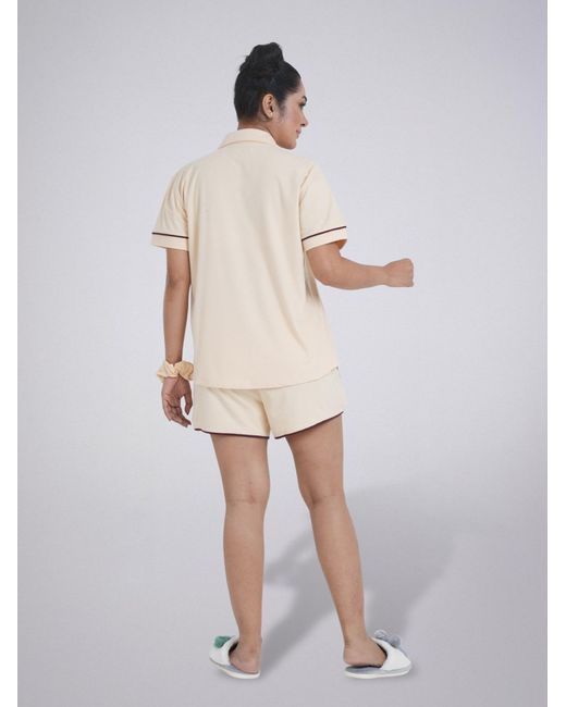 LEAFLETIC Natural Shorty Night Wear Short Set