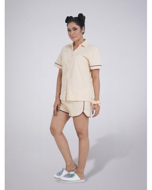 LEAFLETIC Natural Shorty Night Wear Short Set