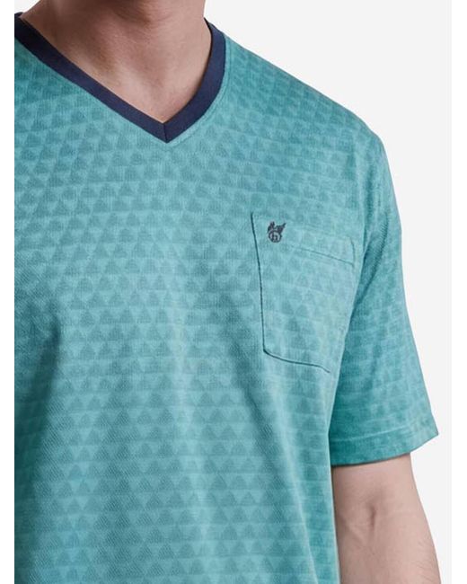 Hajo Pyjama Kurz Klima Light in Blue für Herren