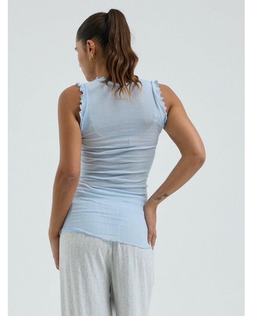Seamless Basic Blue Top Flounce