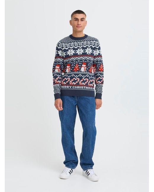 Solid Weihnachtspullover Sdpaja in Blue für Herren