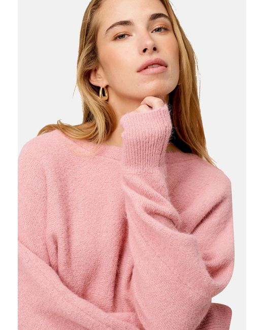 Zero Pink Strickpullover Mit U-Boot Ausschnitt