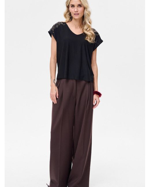 Blue Shadow Black Bluse