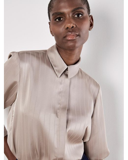 Apricot Natural Satin Self-Stripe Oversized Shirt