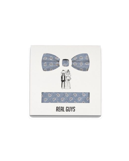 REAL GUYS Set Fliege Mit Einstecktuch in Blue für Herren