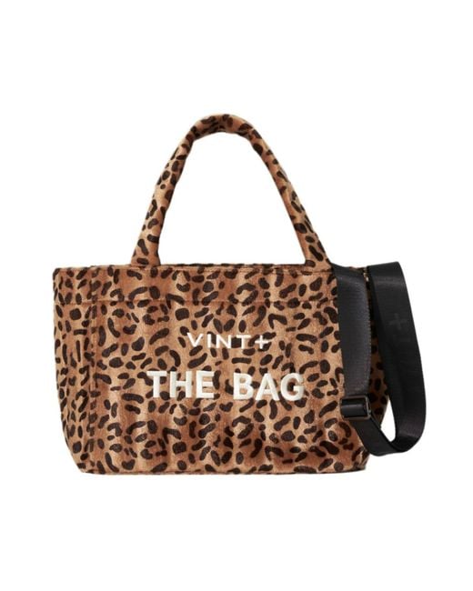 VINT+ Brown Vint Shopper Leopard Bag