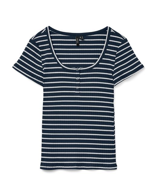 Vero Moda Blue T-Shirt VMSEA SS HENLEY TOP JRS