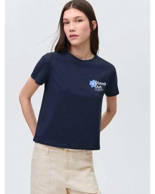 MANGO TEEN Blue T-Shirt 'Stand Out'
