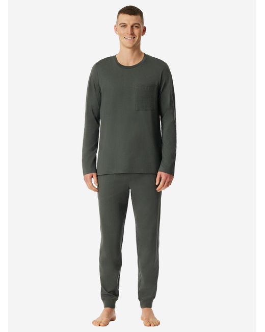 Schiesser Pyjama in Green für Herren