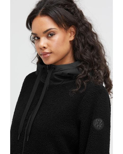 SOCCX Black Kurzmantel Mit Boucl-Optik Und Kapuze