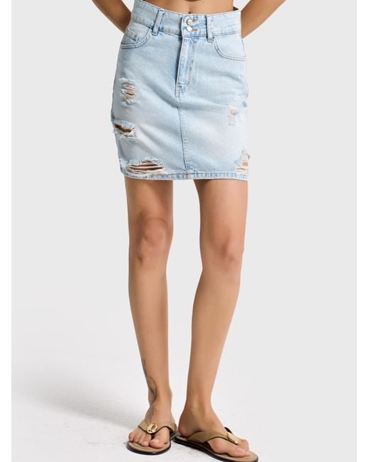 its basic Blue Its Basic Rock Ripped Mini Denim Skirt