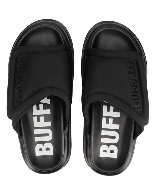 Buffalo Black Pantolette Palma Velcro
