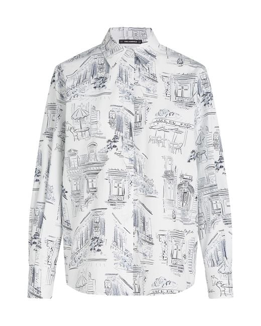 Karl Lagerfeld White Bluse 'Kl X Jorge Parra'