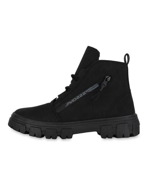 VAN HILL Black Schnürstiefeletten 'Chelsea'