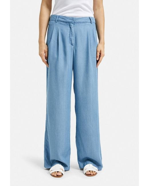 Milano Italy Blue Bundfaltenhose Wide Leg