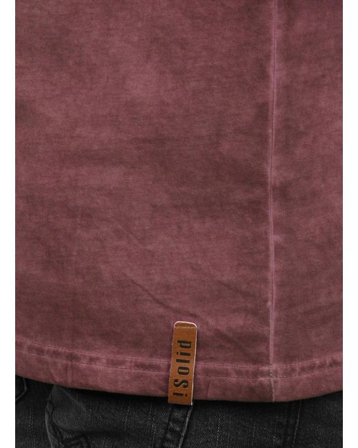 Solid Rundhalsshirt 'timur' in Red für Herren
