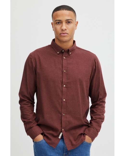 Solid Langarmhemd 'pete' in Red für Herren