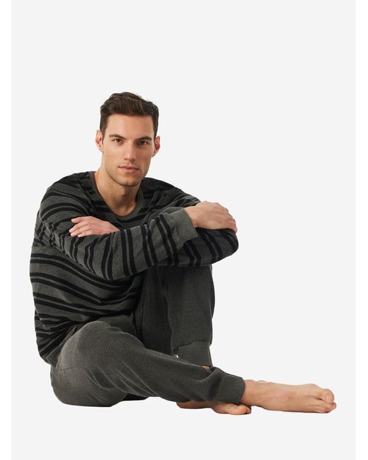 Schiesser Pyjama Casual Nightwear in Black für Herren