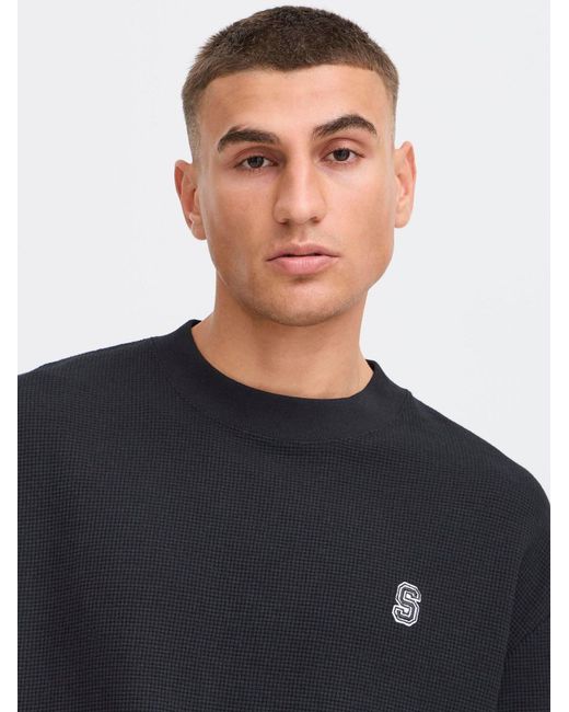 Solid Rundhalsshirt Sdraul in Black für Herren