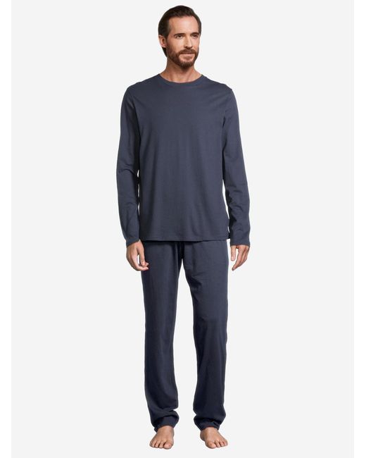 Schiesser Pyjama Lang Night & Home in Blue für Herren