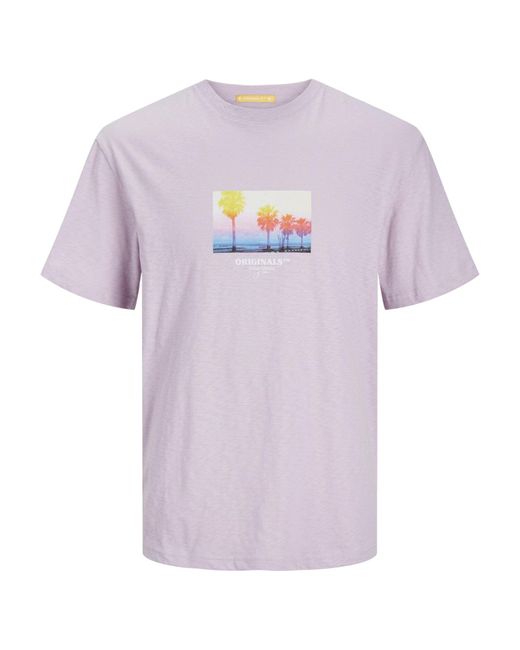 Jack & Jones T-Shirt JORARUBA SMALL PHOTO TEE SS CREW NECK in Pink für Herren