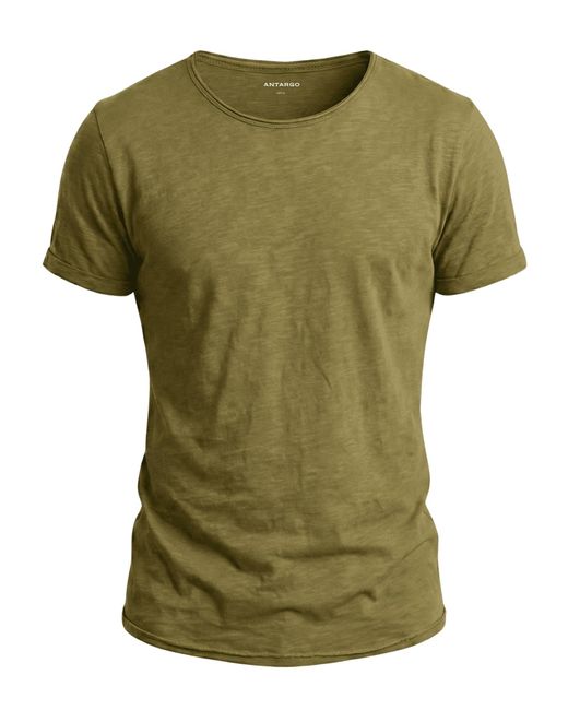 antargo Shirt Basic Open Edge in Green für Herren