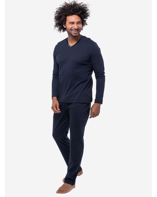 Mey Pyjama Lang Aarhus in Blue für Herren