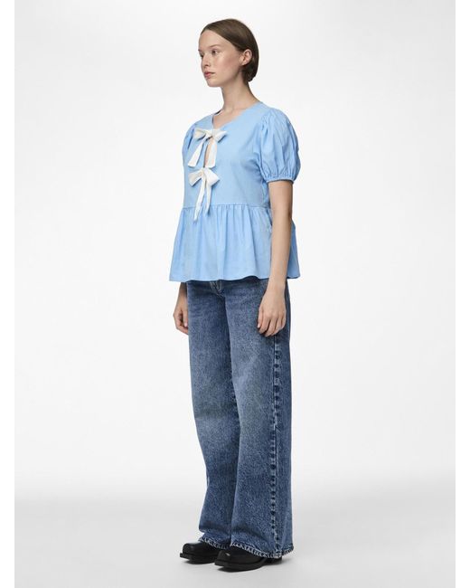 Pieces Blue Bluse 'Golly'