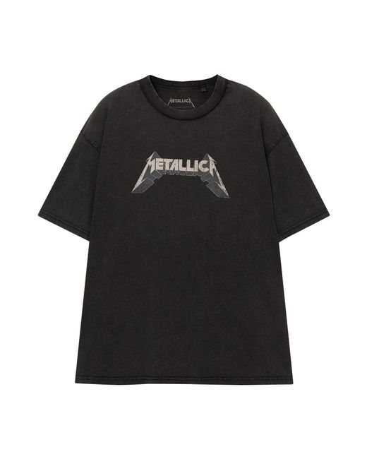 Pull&Bear T-shirt 'metallica tour' in Black für Herren