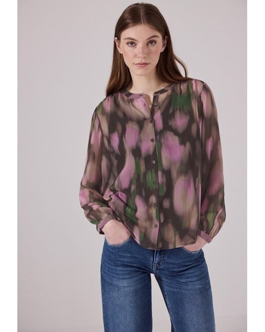 STREET ONE STUDIO Brown Gemusterte Chiffon-Bluse