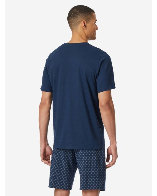 Schiesser Pyjama Kurz Casual Essentials in Blue für Herren