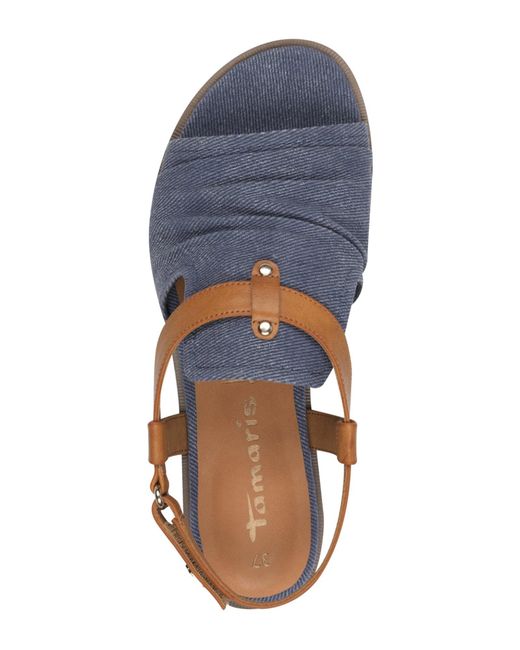Tamaris Blue , ANTIslide mit Schließe kein Absatz Sandale TOUCH-IT