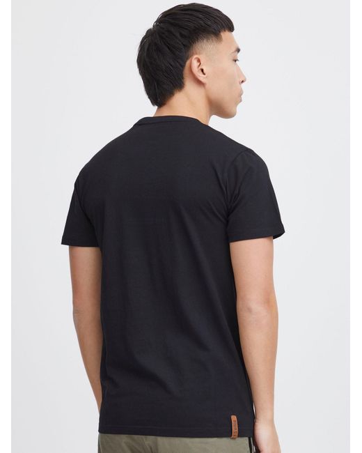 Solid T-Shirt Volker Mit Knopfleiste in Black für Herren