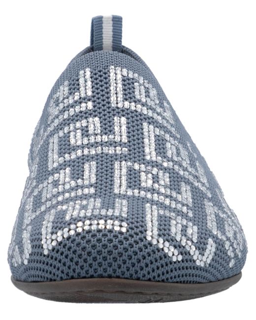 Rieker Blue Slipper Halbschuh, Schlupfschuh, Blockabsatz, Loafer mit Glitzersteinchen