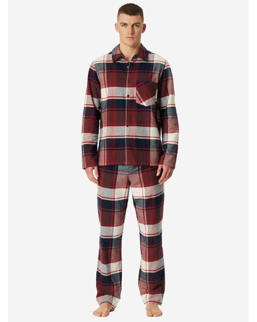 Schiesser Pyjama Selected Premium Warming in Red für Herren