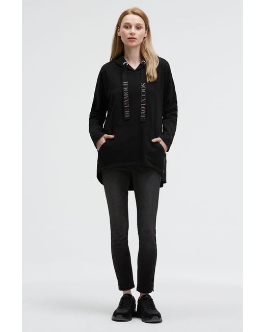 SOCCX Black Oversized Hoodie Mit Logo Print