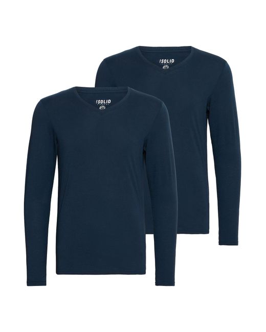 Solid Rundhalsshirt in Blue für Herren