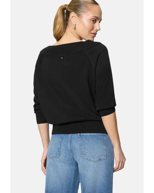 Zero Black Strickpullover Mit Carmenausschnitt