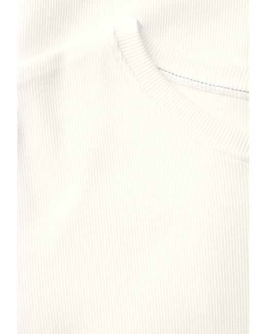 Cecil White Basic Rippstruktur T-Shirt