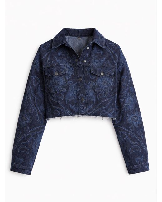 its basic Blue Its Basic Übergangsjacke Rhinestone Printed Denim Jacket