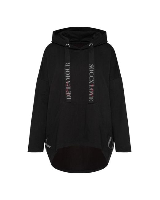 SOCCX Black Oversized Hoodie Mit Logo Print