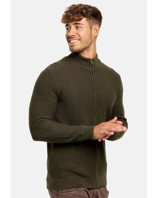 INDICODE Strickjacke in Green für Herren