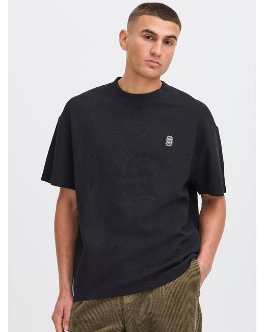 Solid Rundhalsshirt Sdraul in Black für Herren