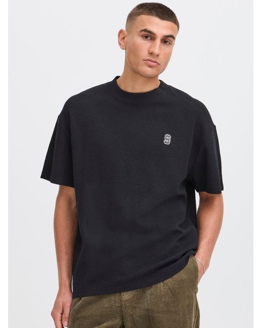 Solid Rundhalsshirt Sdraul in Black für Herren